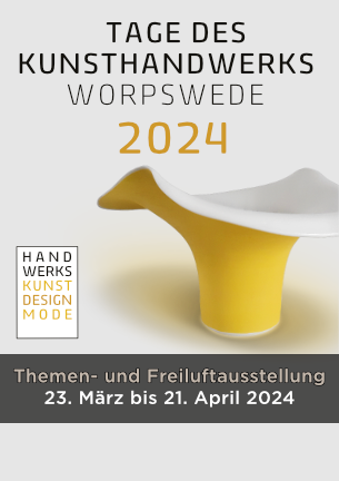 Licht und Schatten

Ist das Motto der TAGE DES KUNSTHANDWERKS, die im Hoetger-Jahr Bezug auf das Werk und die Person Bernhard Hoetgers nehmen, der neben Heinrich Vogeler Worpswede wie kein zweiter prägte. 
Kunsthandwerker*innen aus ganz Deutschland präsentieren ihre Arbeiten, die sie zum Thema "Licht und Schatten" entworfen haben.